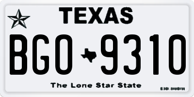 TX license plate BGO9310