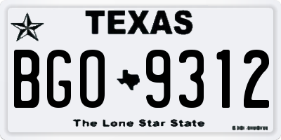 TX license plate BGO9312