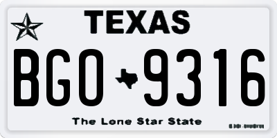 TX license plate BGO9316