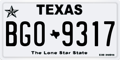 TX license plate BGO9317