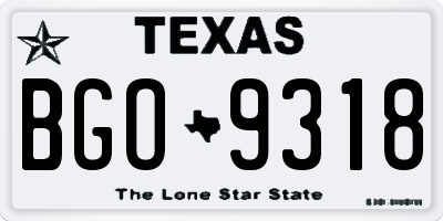TX license plate BGO9318