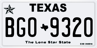 TX license plate BGO9320