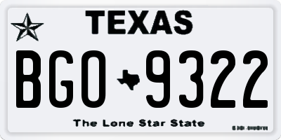 TX license plate BGO9322