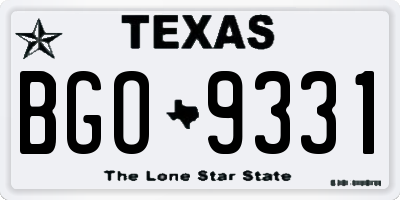 TX license plate BGO9331