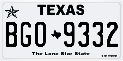 TX license plate BGO9332