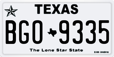 TX license plate BGO9335