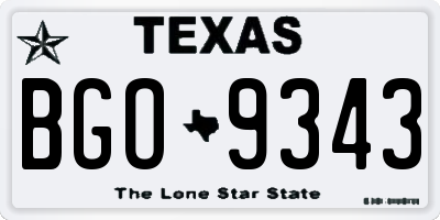 TX license plate BGO9343