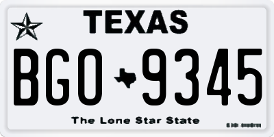TX license plate BGO9345
