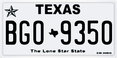TX license plate BGO9350