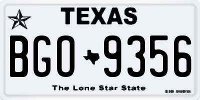 TX license plate BGO9356
