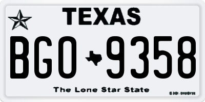 TX license plate BGO9358
