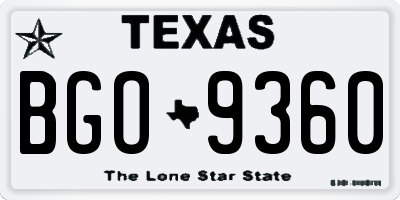 TX license plate BGO9360