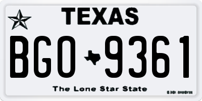 TX license plate BGO9361