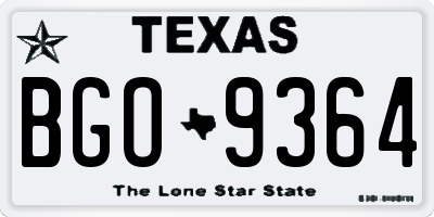 TX license plate BGO9364
