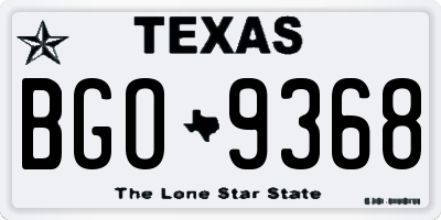 TX license plate BGO9368