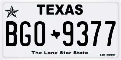 TX license plate BGO9377