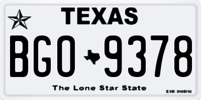 TX license plate BGO9378