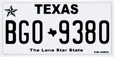 TX license plate BGO9380