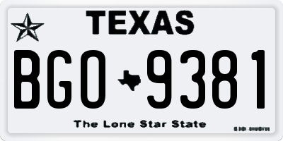 TX license plate BGO9381