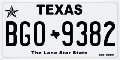 TX license plate BGO9382