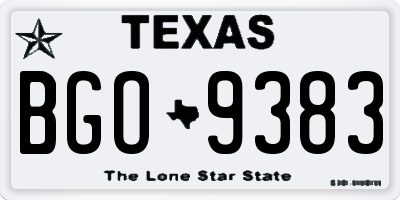 TX license plate BGO9383