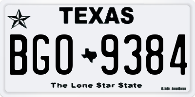 TX license plate BGO9384