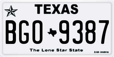 TX license plate BGO9387