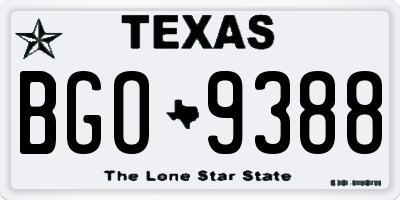 TX license plate BGO9388