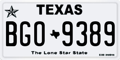 TX license plate BGO9389