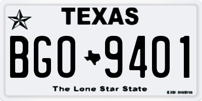 TX license plate BGO9401