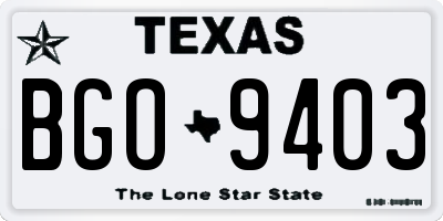 TX license plate BGO9403