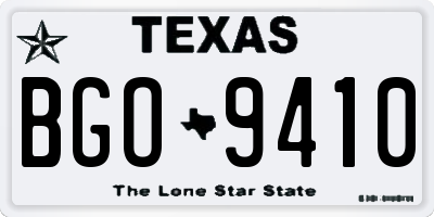 TX license plate BGO9410