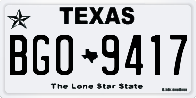 TX license plate BGO9417
