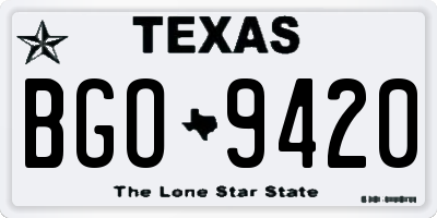 TX license plate BGO9420