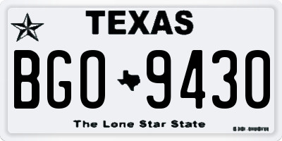 TX license plate BGO9430