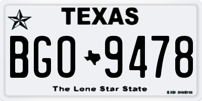 TX license plate BGO9478