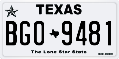 TX license plate BGO9481