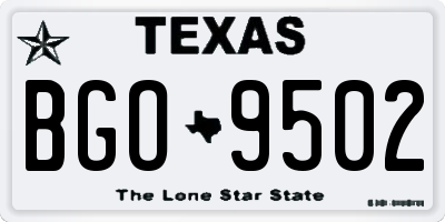 TX license plate BGO9502