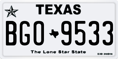TX license plate BGO9533