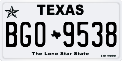 TX license plate BGO9538