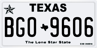TX license plate BGO9606