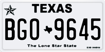 TX license plate BGO9645