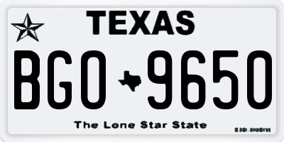 TX license plate BGO9650