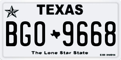 TX license plate BGO9668