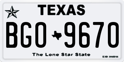 TX license plate BGO9670