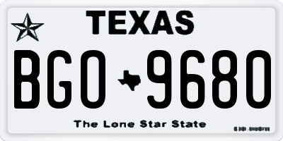 TX license plate BGO9680
