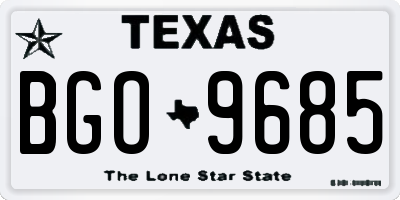 TX license plate BGO9685