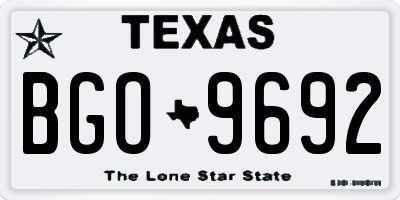 TX license plate BGO9692