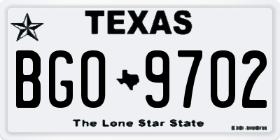 TX license plate BGO9702
