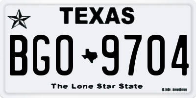 TX license plate BGO9704